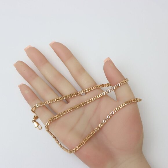 Elegant Rose Gold Necklace with Polished Oval Chain Design, XPNL0194 - Picture 6 of 12